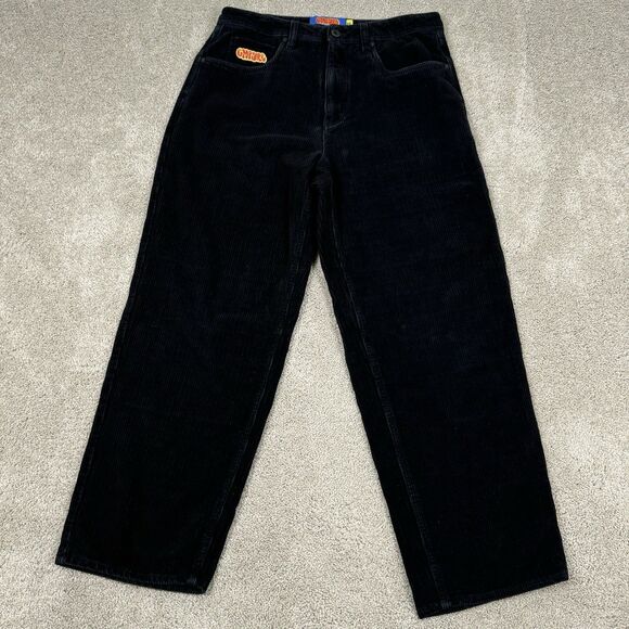 Empyre Black Relaxed Fit Baggy Skate Corduroy Pants Size 30x28 Black Grunge Y2k - Picture 1 of 7
